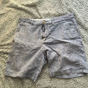 Old Navy Men's Blue Chambray Ultimate Slim Fit Bermuda Shorts Cotton Blend 29